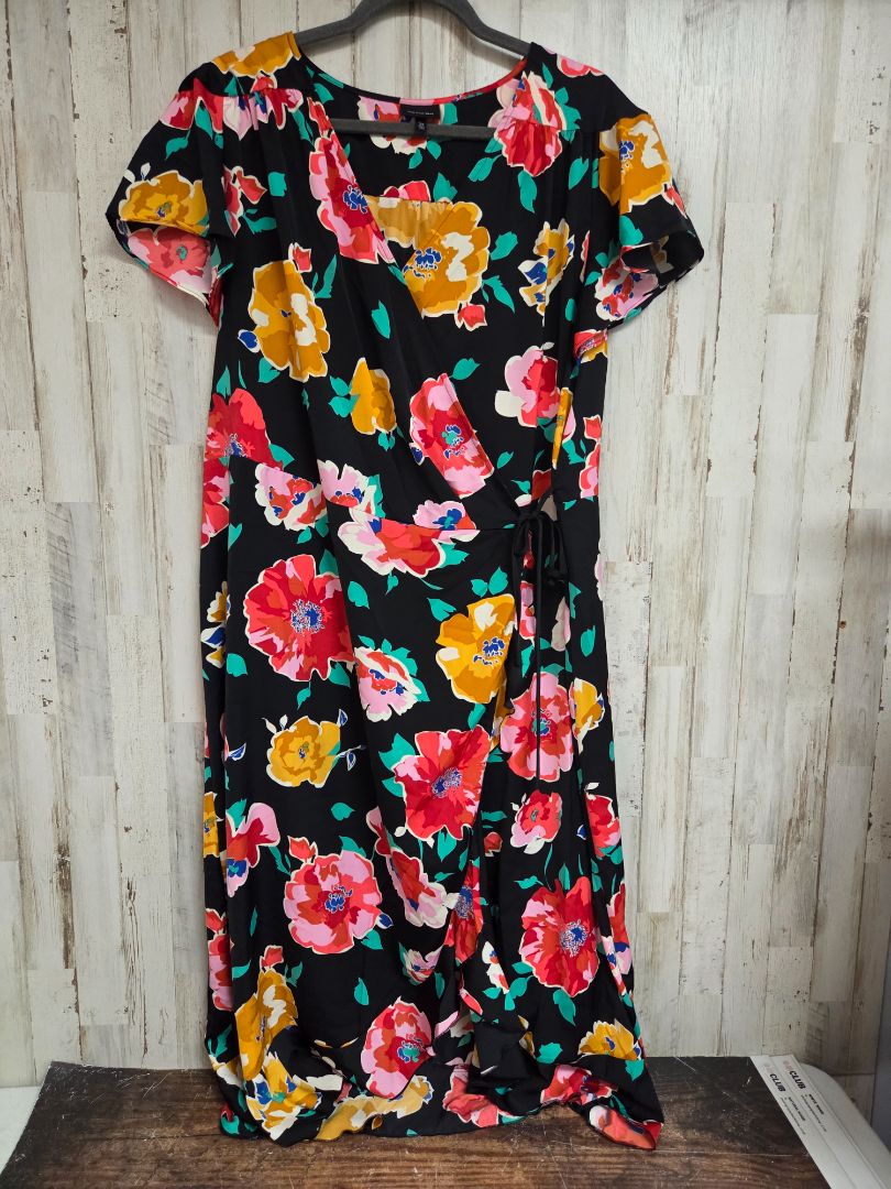BLACK WHO WHAT WEAR FLORAL DRESS, LADIES 2X