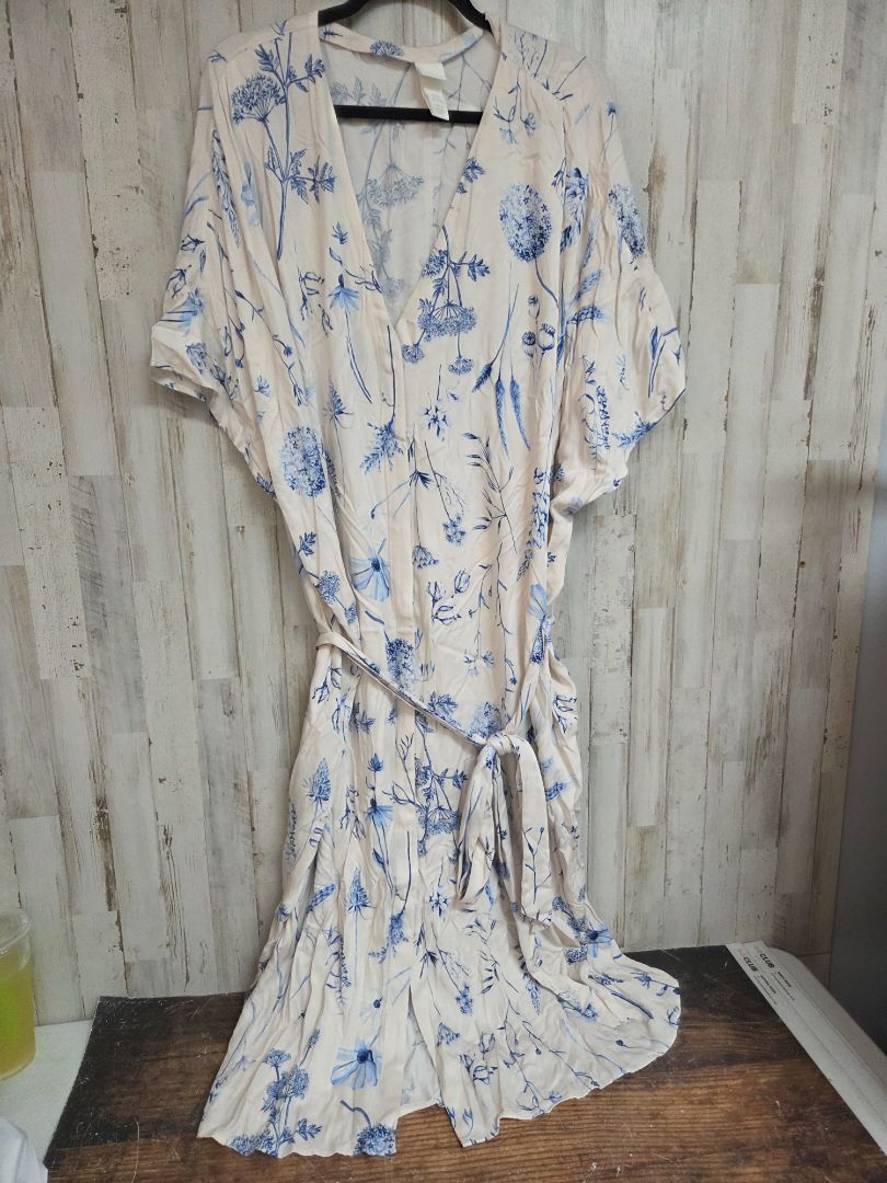 CREAM H&M FLOWER PRINT DRESS, LADIES 2X