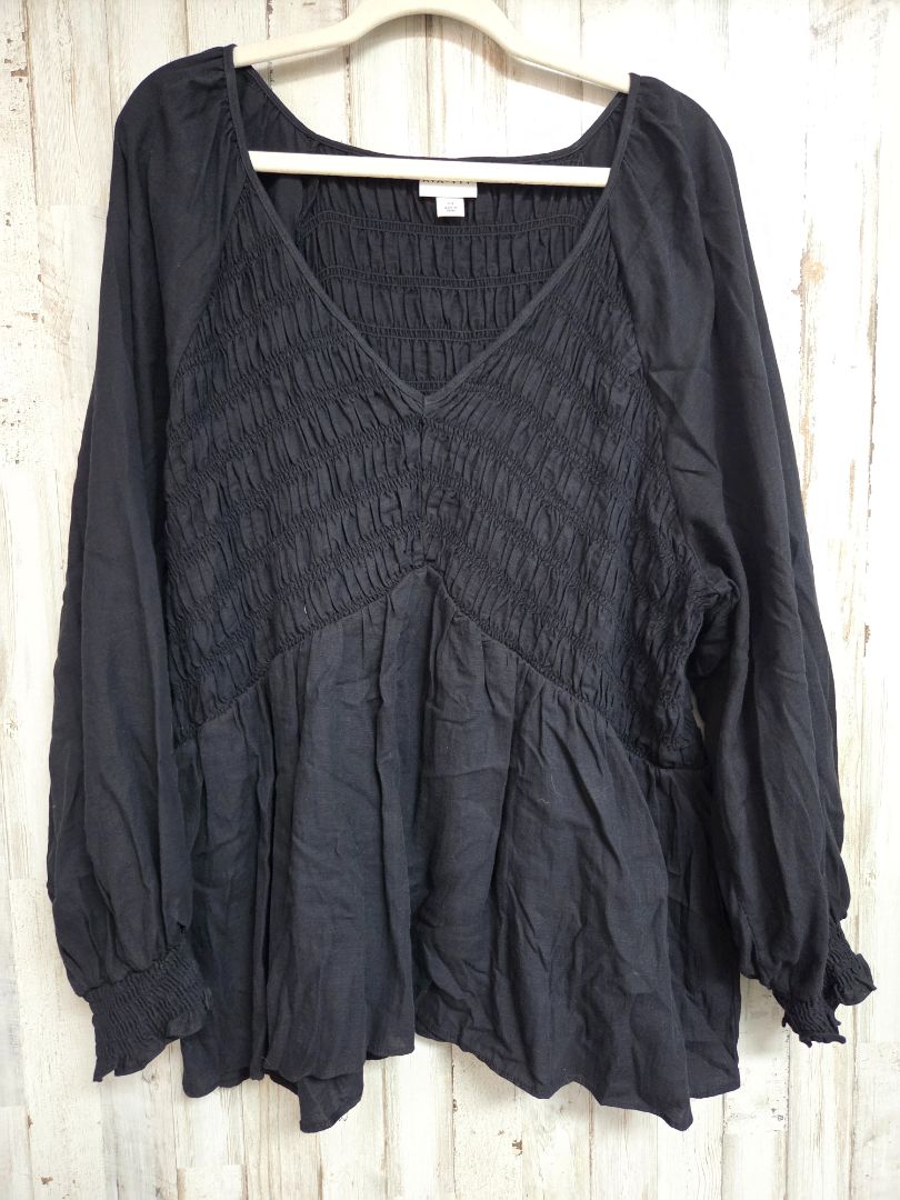 BLACK AVA & VIV SMOCK TOP, LADIES 2X