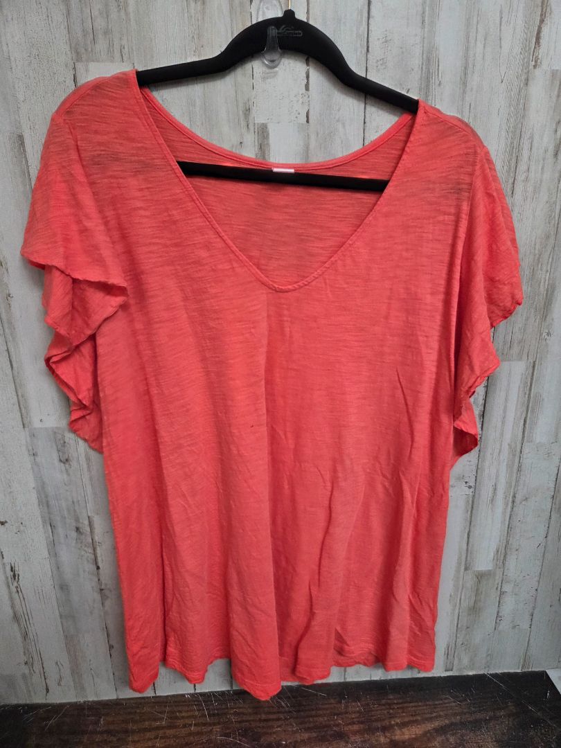 CORAL OLD NAVY RUFFLE SLEEVE TOP, LADIES 2X