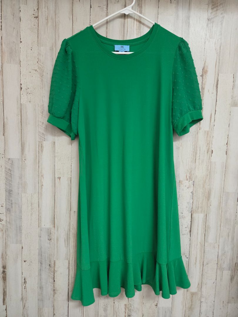 KELLY GREEN CECE PUFF SLEEVE DRESS, LADIES M