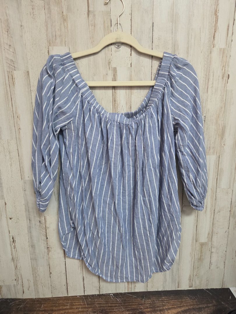 BLUE OLD NAVY STRIPE POCKET TOP, LADIES L