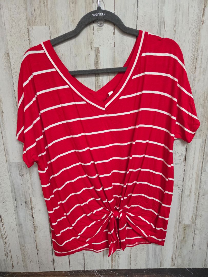 RED MTS STRIPE KNOT TOP, LADIES S/M