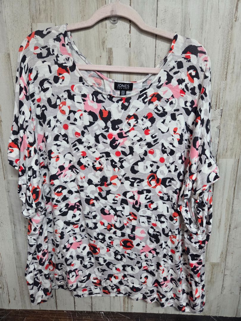WHITE JONES NY PRINTED TOP, LADIES 2X