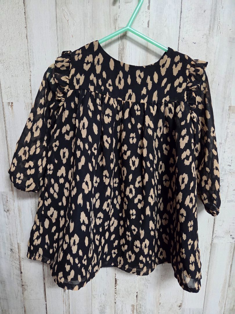 BLACK CARTERS SHEER SLEEVE CHEETAH DRESS, GIRL 18M
