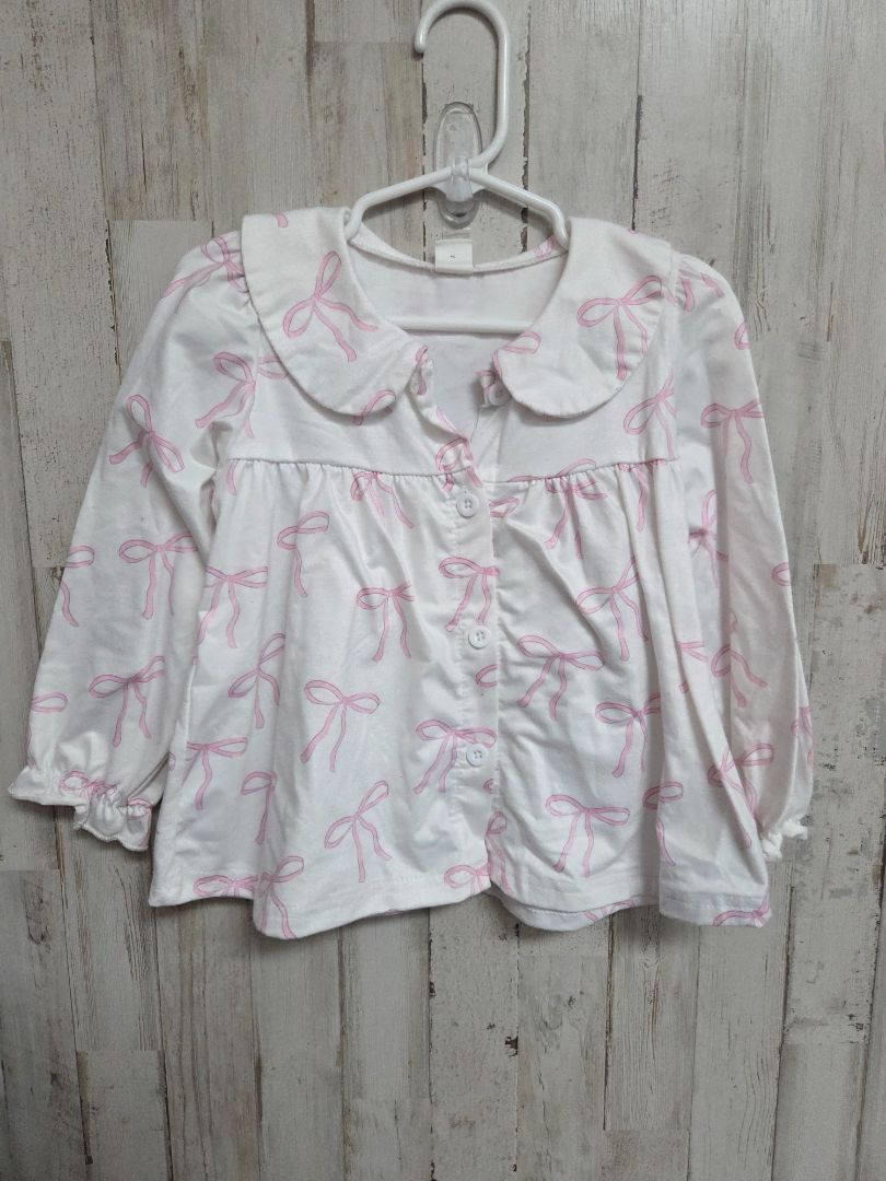 WHITE SHEIN BOW COLLARED TOP, GIRL 2/3