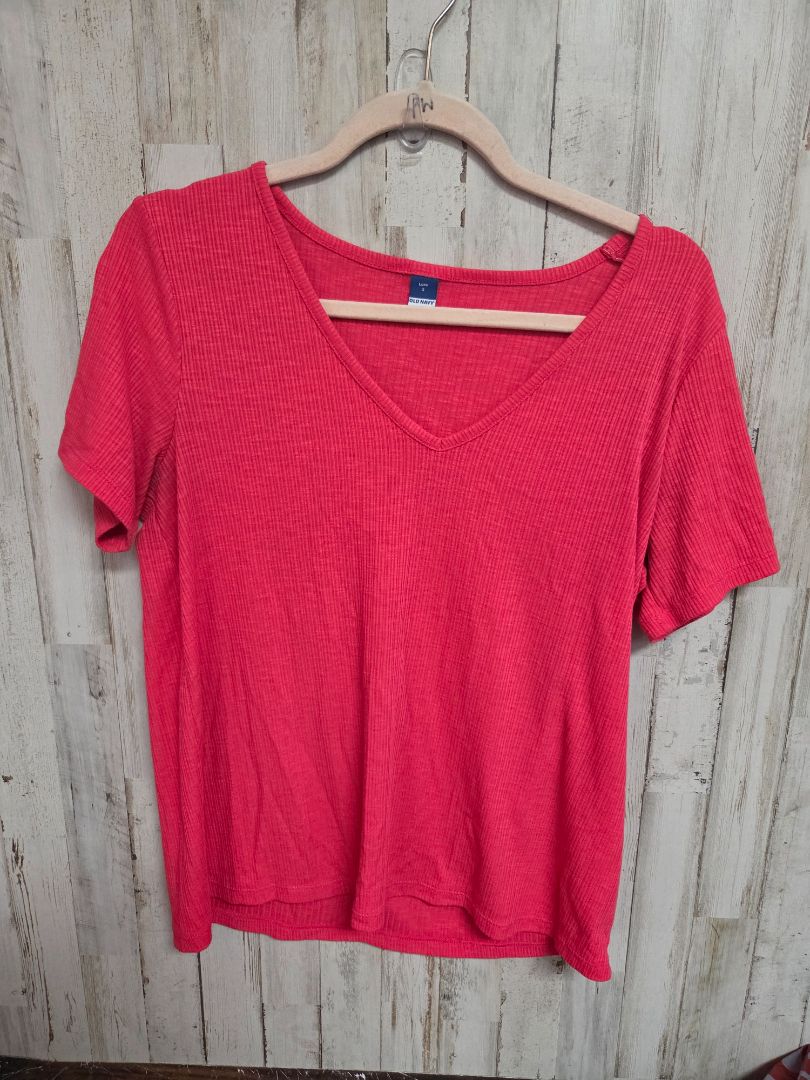 PINK OLD NAVY RIBBED VNECK TOP, LADIES S