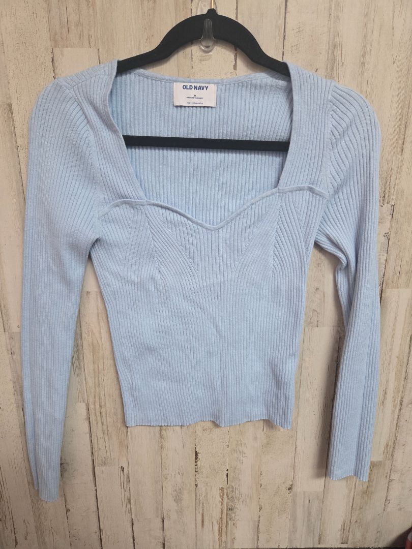 LT BLUE OLD NAVY RIBBED CROP TOP, LADIES M