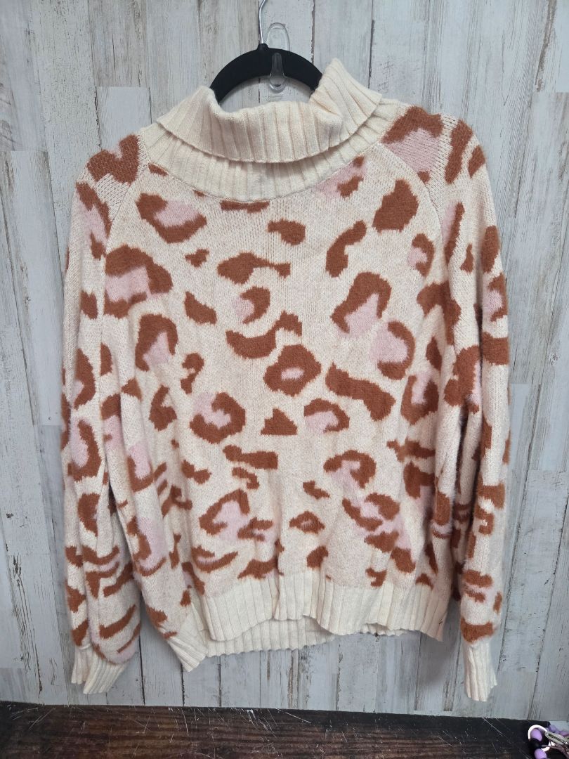 TAN KARLIE CHEETAH SWEATER, LADIES M