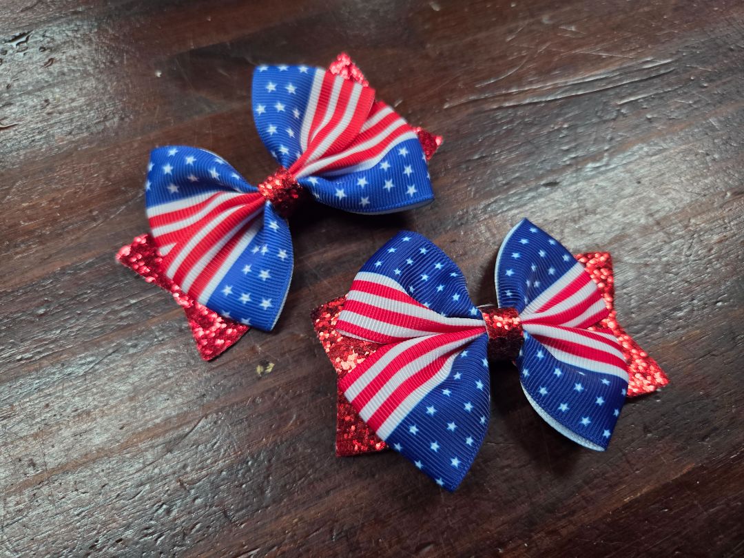 2pc small star & stripe bows