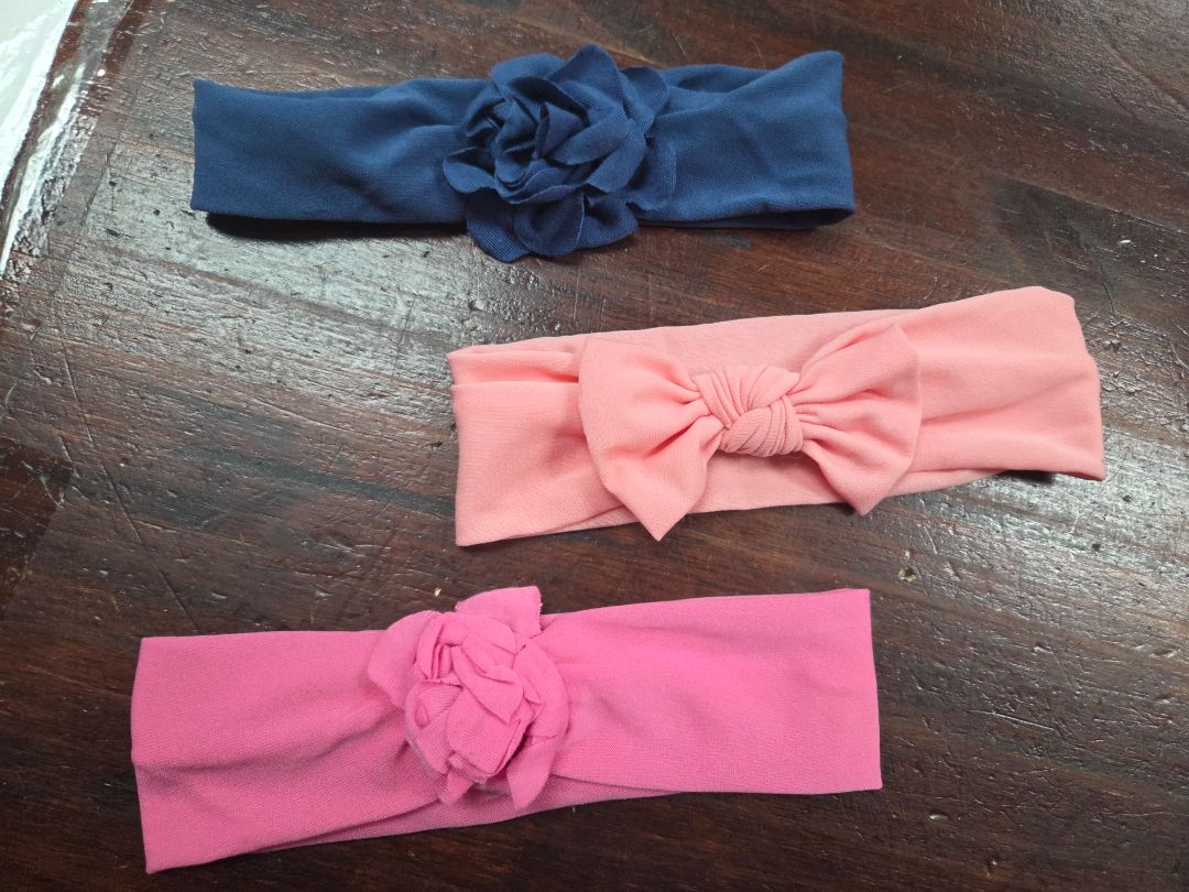3pc bow/flower headwrap