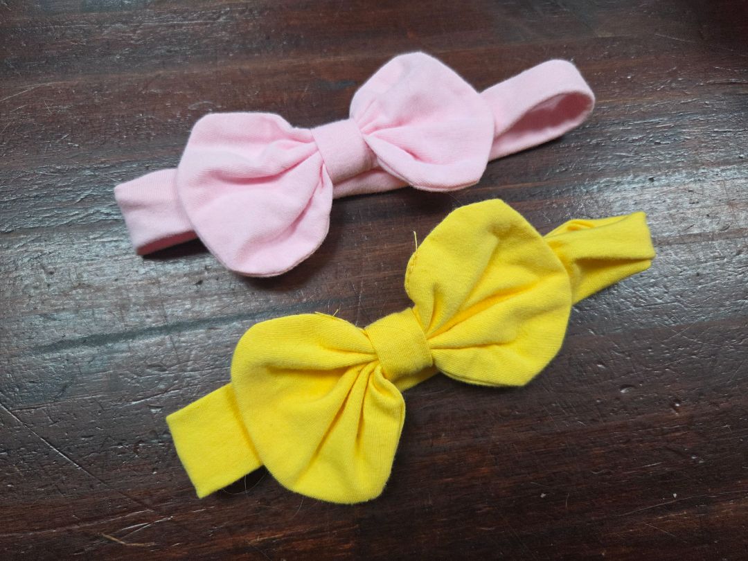Pink/yellow 2PC BOW HEADWRAPS