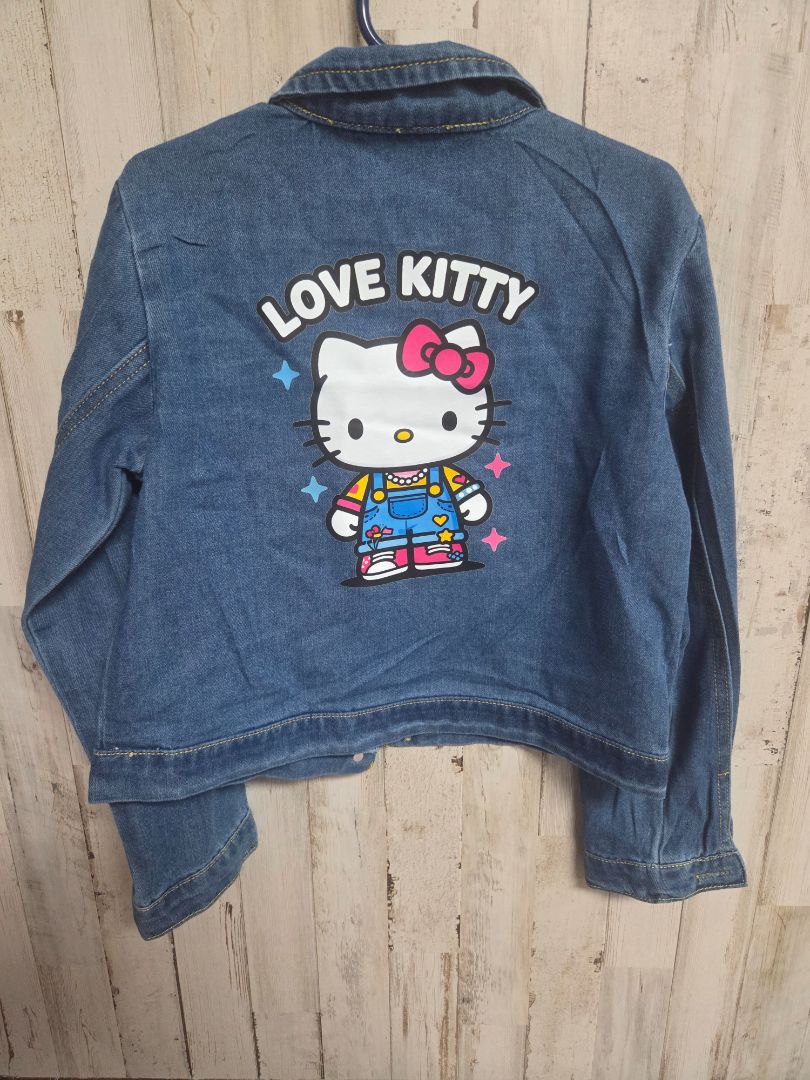 DENIM HELLO KITTY BUTTON JACKET, GIRLS 7/8