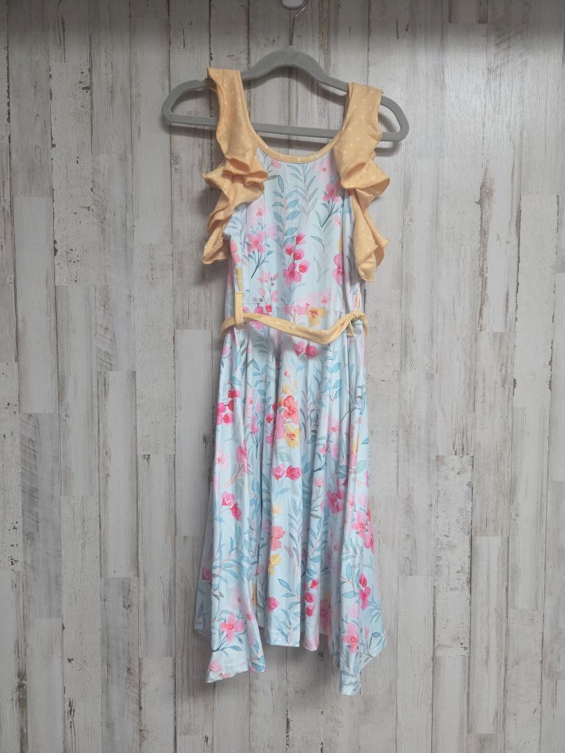 BLUE/YELLOW MARIE NICOLE FLORAL DRESS, GIRLS 9
