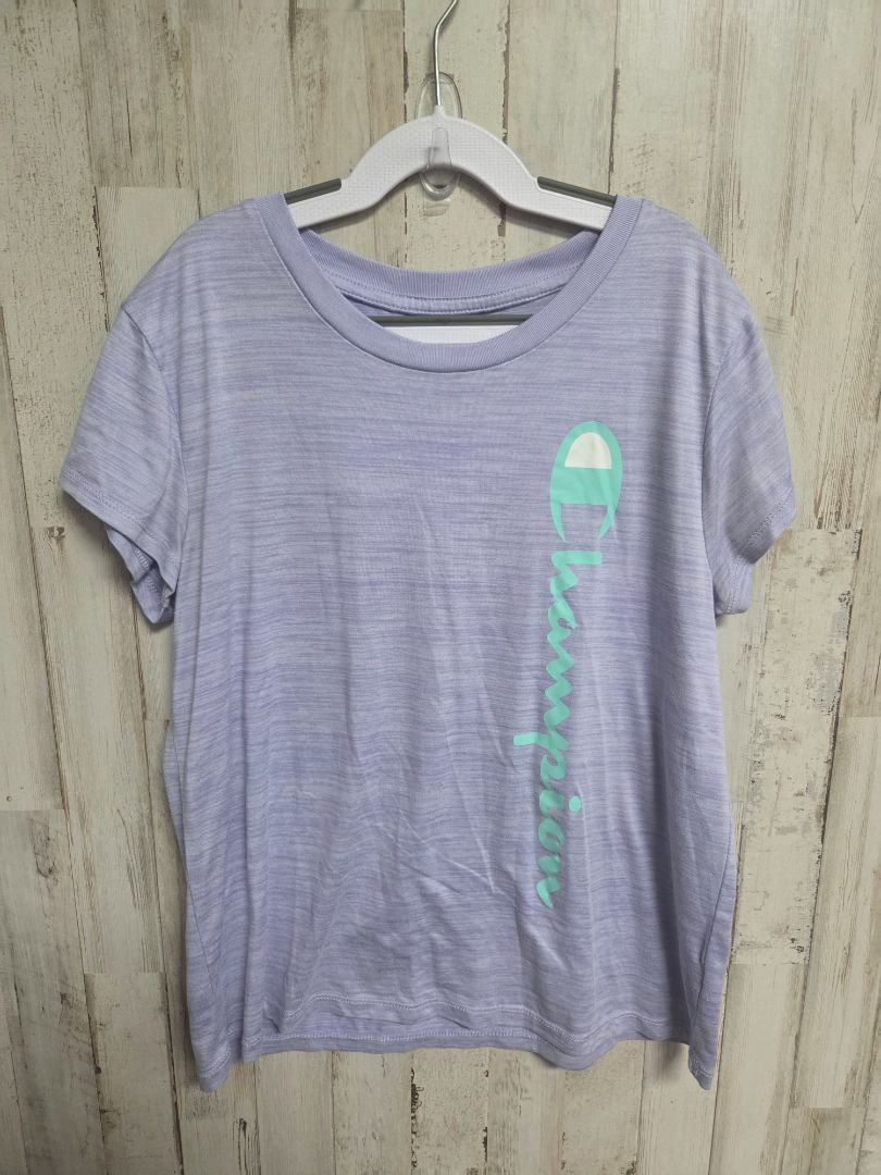 PURPLE CHAMPION LOGO HEATHERED TEE, GIRLS 14/16