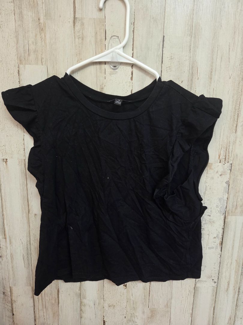 BLACK MM MM MM RUFFLE SLEEVE CROP TOP, LADIES S