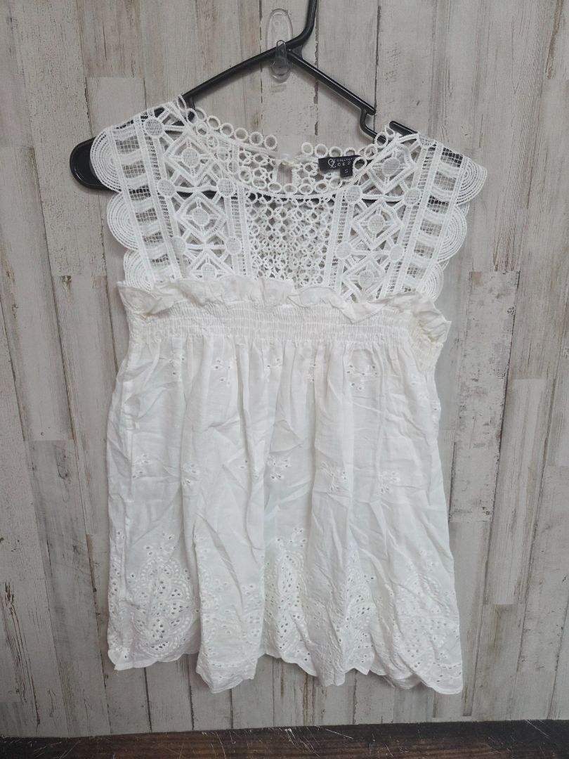 IVORY CEZELE SHEER LACE & EYELET TOP, LADIES S