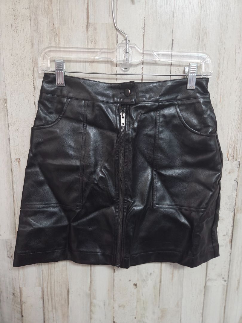 BLACK GLAM FAUX LEATHER SKIRT, LADIES S