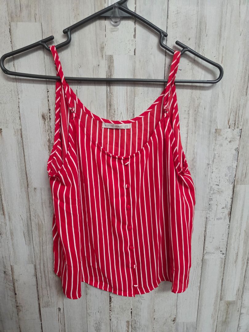 RED ACTIVE USA STRIPED BUTTON CAMI, LADIES M