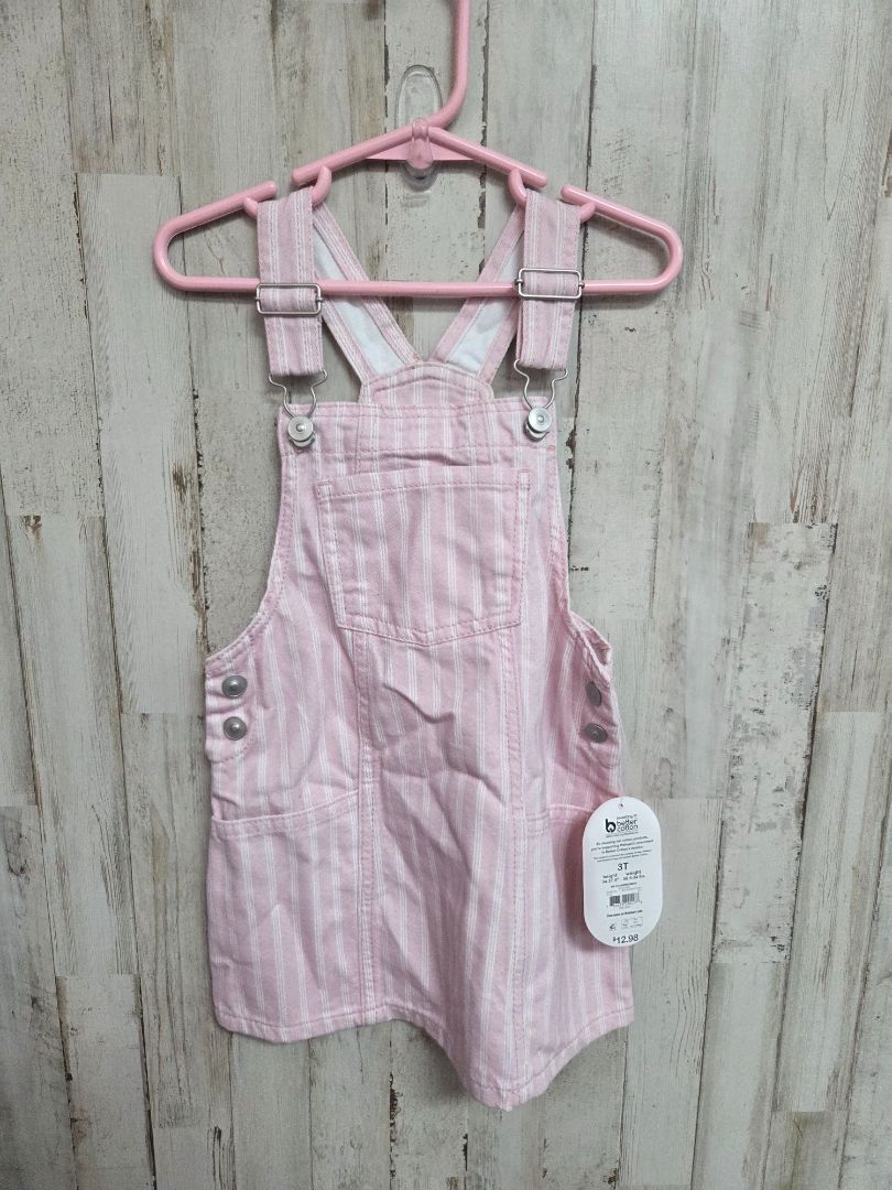 PINK WONDER NATION NEW STRIPED OVERALL DRESS, GIRL 3T