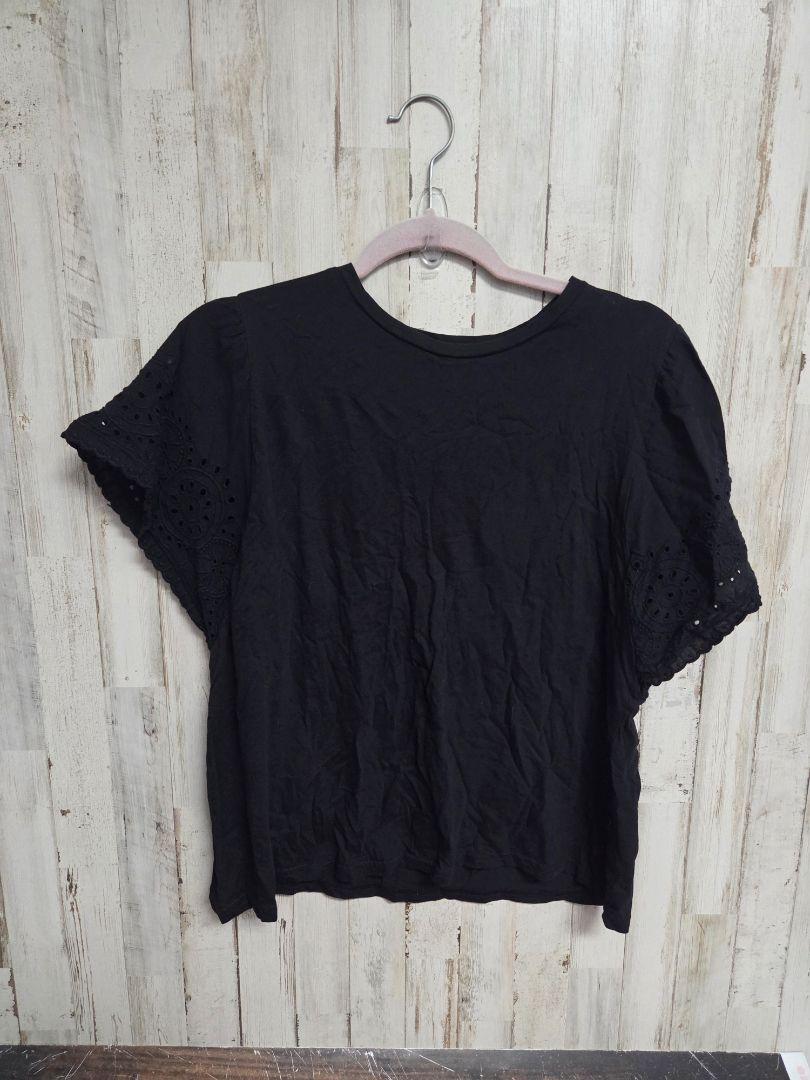 BLACK GAP EYELIT TOP, LADIES L