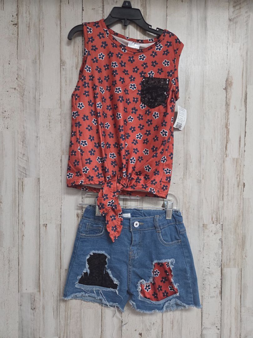 BROWN BOUTIQUE FLOWER 2PC SET, GIRLS 7