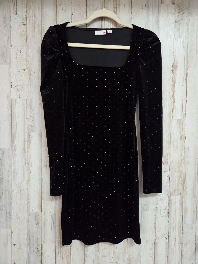 BLACK SO POLKA DOT VELVET DRESS, LADIES XS