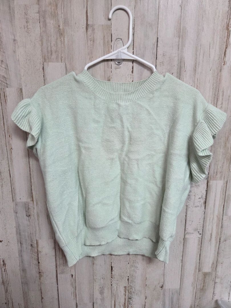 LT GREEN GILLI RUFFLE SLEEVE SWEATER, LADIES L