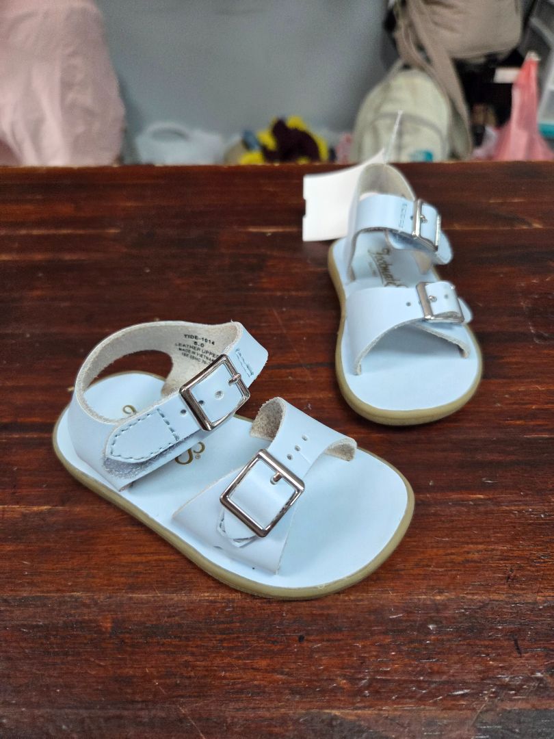 LT BLUE FOOTMATES VELCRO SANDAL, SHOES 5