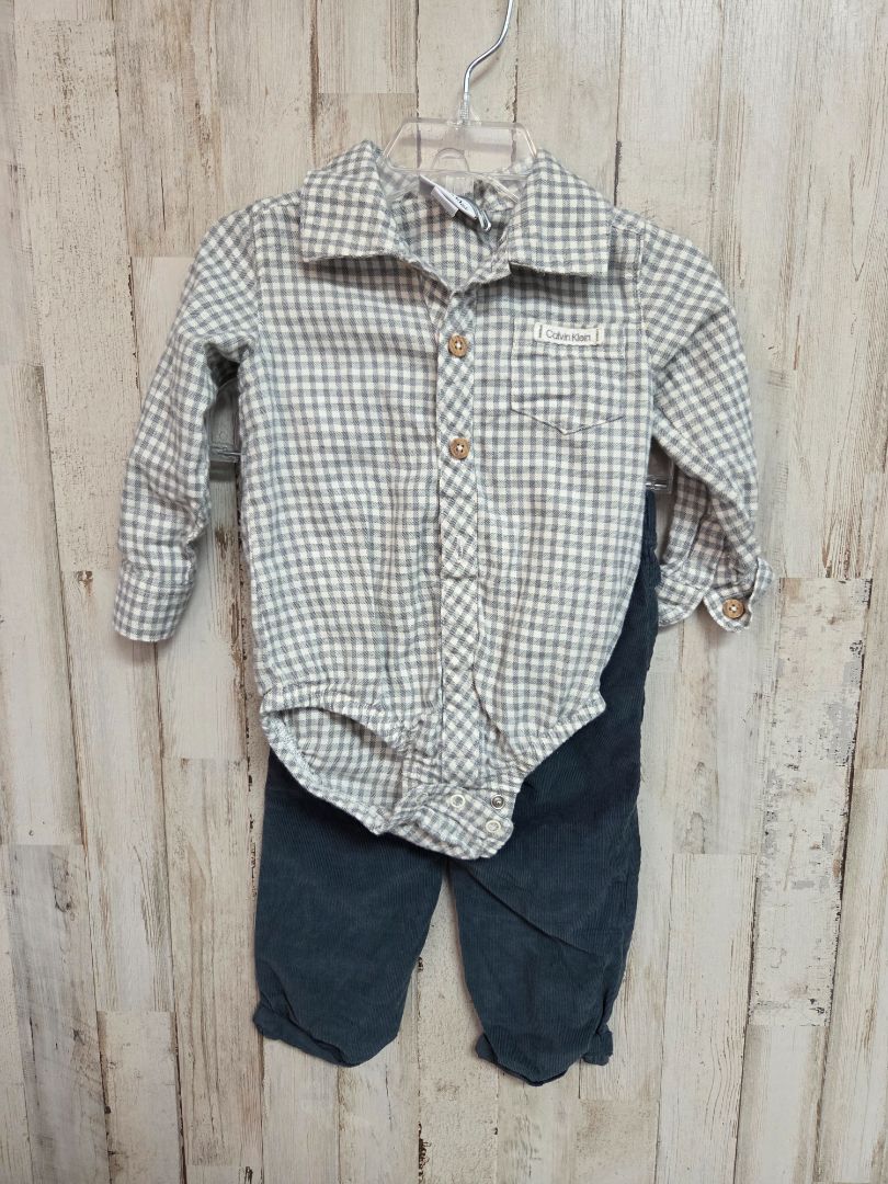 GREEN CALVIN KLEIN PLAID & COURDAROY SET, BOY 12M