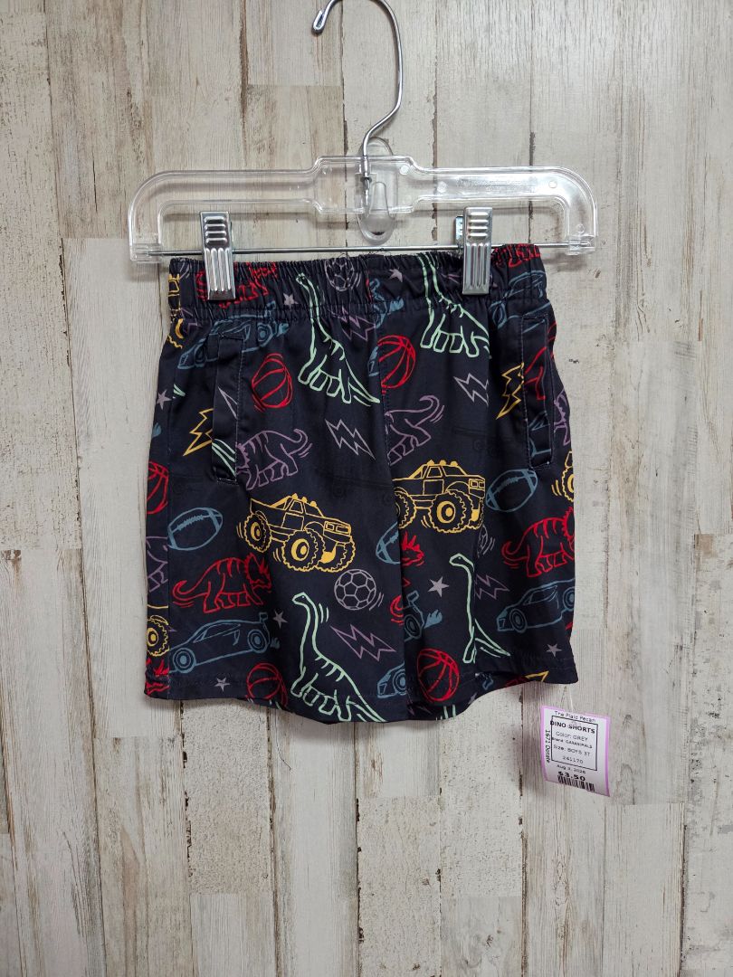 GREY GARANIMALS DINO SHORTS, BOYS 3T