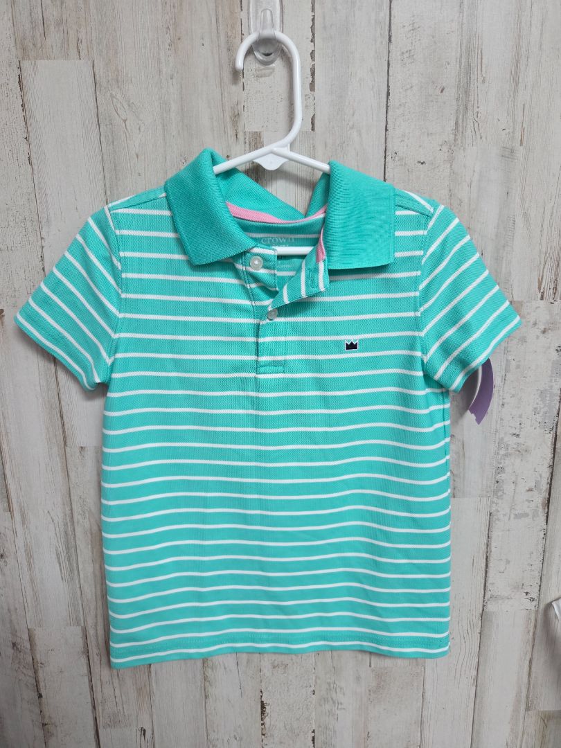 GREEN CROWN & IVY STRIPE POLO, BOYS 4