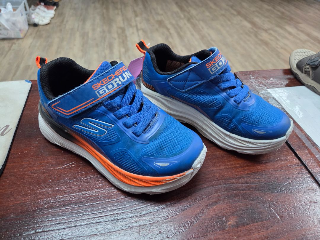 BLUE/ORANGE SKETCHERS VELCRO SNEAKER, SHOES 12.5