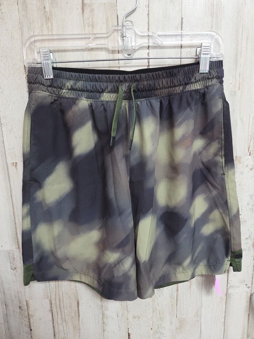 GREEN/BLACK ATHLETIC WORKS PRINTED SHORTS, BOYS 10/12