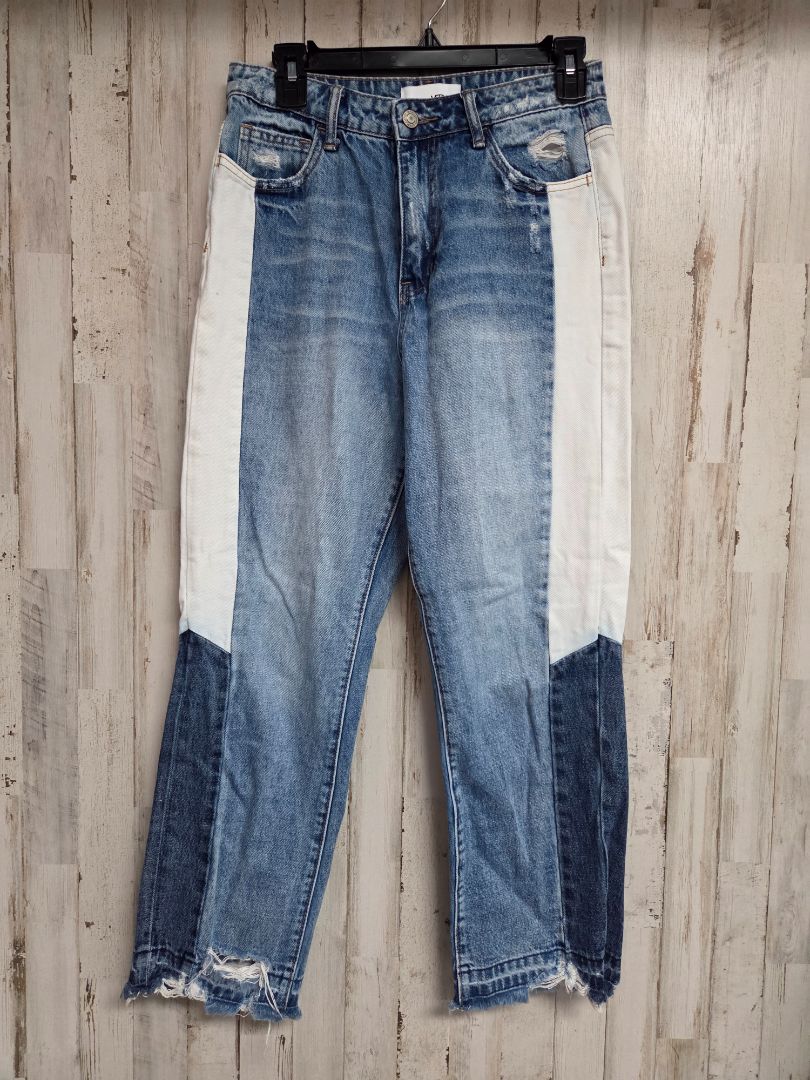 WHITE/BLUE VERVET SZ26 COLORBLOCK JEANS, LADIES S