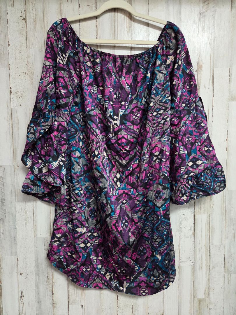 PURPLE BASICALLY ME PRINT TUNIC DRESS, LADIES M/L