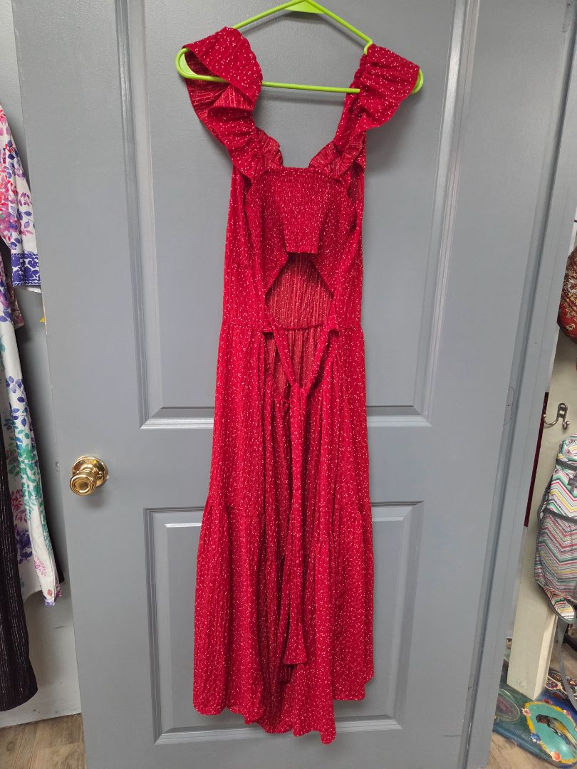 RED OPEN BACK MAXI DRESS, LADIES XL