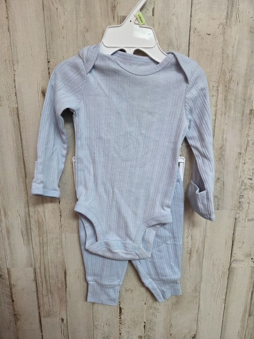 LIGHT BLUE CARTERS RIBBED OUTFIT, BOYS 0-3M