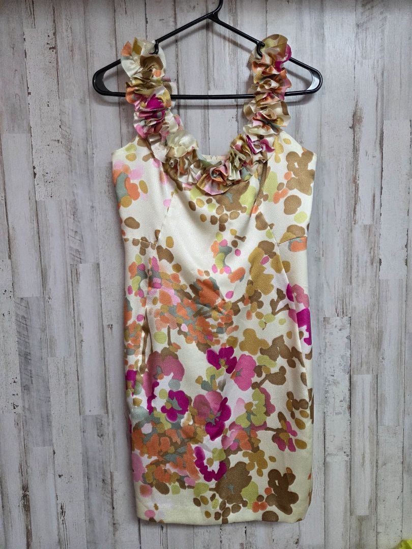 MULTI KIM ROGERS PETITE SZ6P FLOWER RUFFLE DRESS, LADIES M
