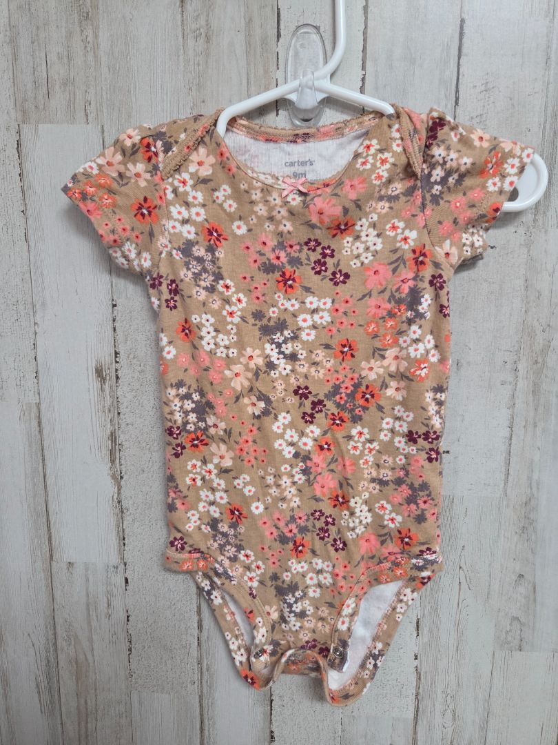 BROWN CARTERS FLORAL ONESIE, GIRL 9M