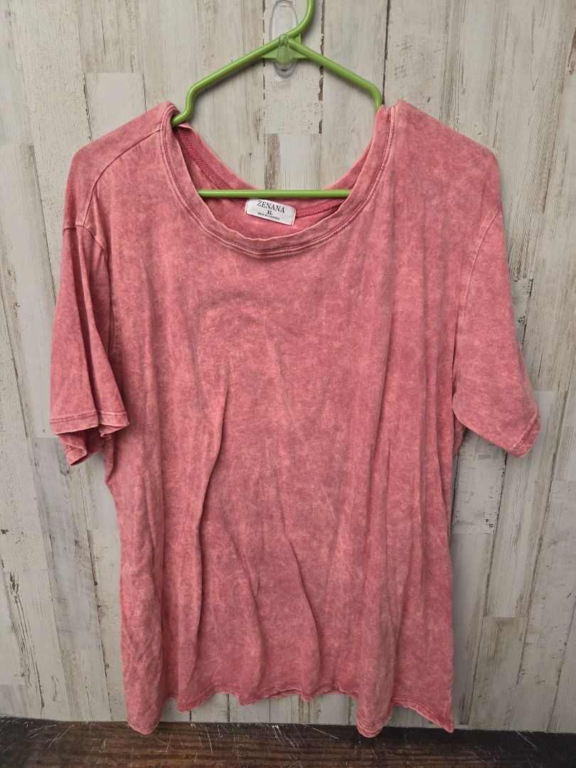 PINK ZENANA ACID WASHED TEE, LADIES XL