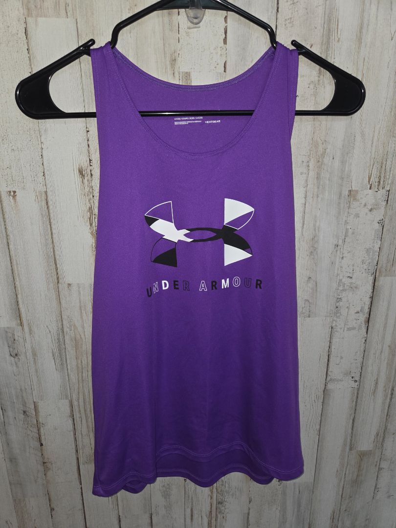 PURPLE UNDER ARMOUR LOGO TANK, GIRLS 18/20