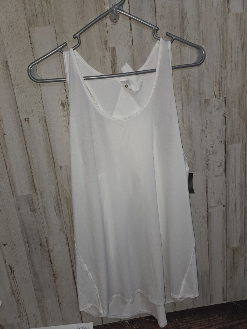 WHITE LULULEMON SZ 8 SHEER TANK, LADIES M