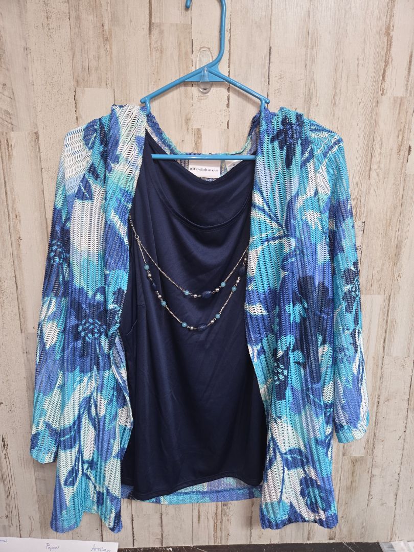BLUE ALFRED DUNNER LAYERED BLOUSE, LADIES XL