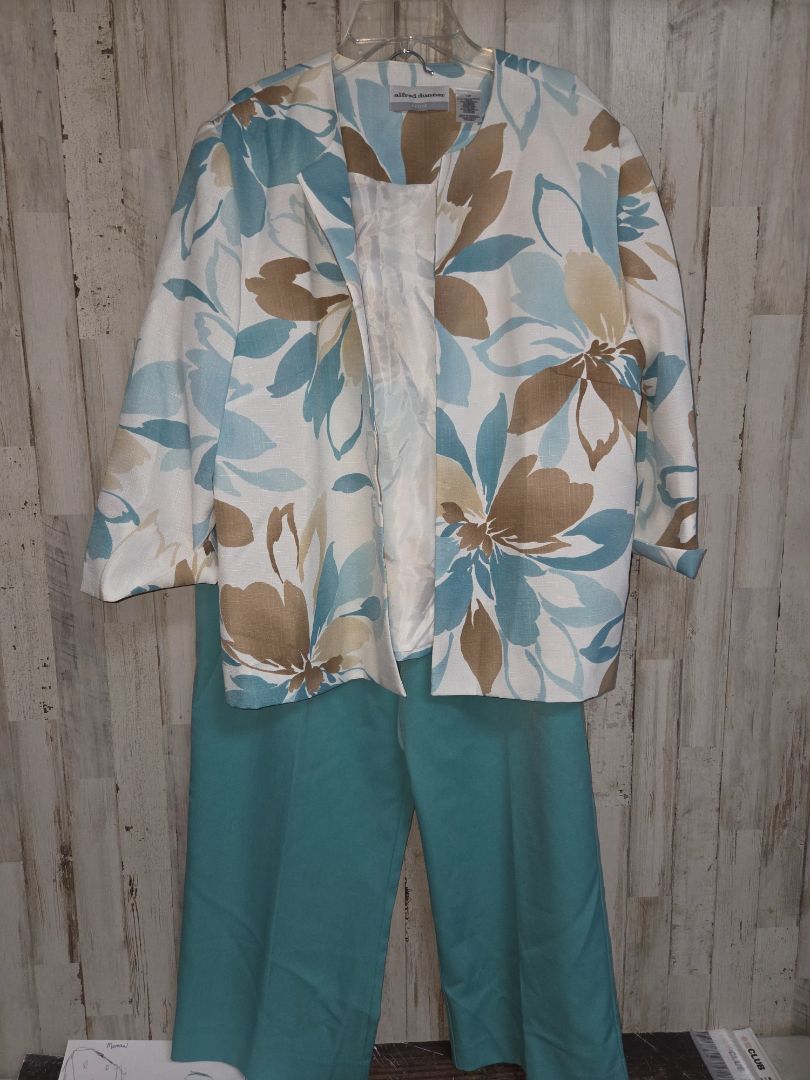 BLUE/TAN ALFRED DUNNER SZ16P PANTS & JACKET, LADIES XL