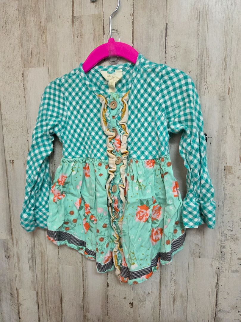 teal matilda jane floral plaid top, girl 4t
