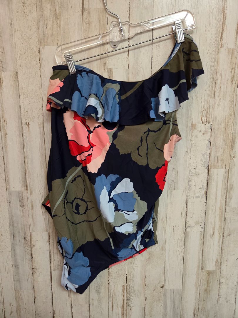 NAVY MOTHERHOOD FLORAL MATERNITY SWIM, LADIES M