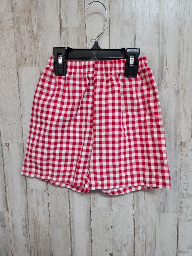 RED SHEIN PLAID SHORTS, GIRLS 6