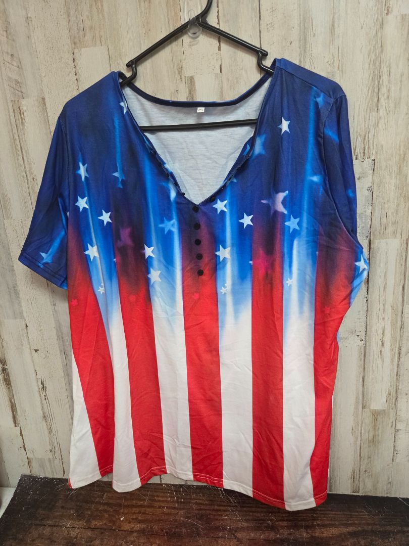 BLUE FLAG TOP, LADIES 3X
