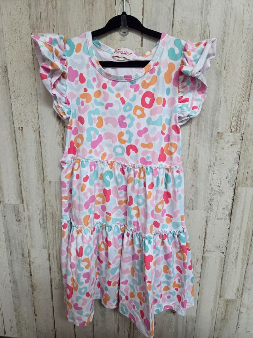 WHITE CLOVER COTTAGE CHEETAH TIER DRESS, GIRL 5-6T